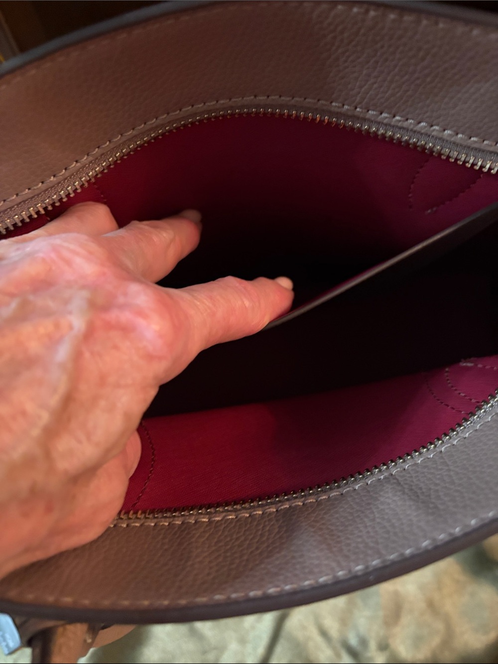 Eva Kaye Spade Zip Satchel Dusty Rose Brown Leather Satchel - Picture 14 of 16
